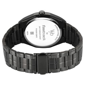 Vyb Aviator By Fastrack Quartz Analog Blue Dial Grey Stainless Steel Strap Watch For Guys