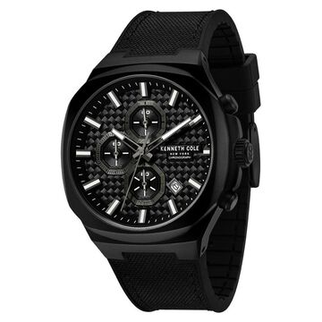 Kenneth Cole Quartz Chronograph Black Dial Black Silicone Strap Watch For Men