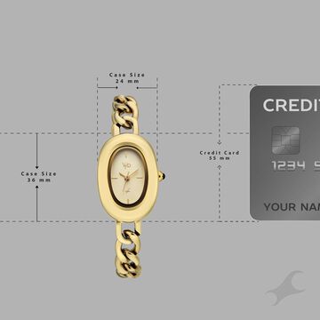 Vyb Mirage By Fastrack Quartz Analog Golden Dial Golden Metal Strap Watch For Girls
