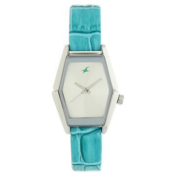 Fastrack Quartz Analog Silver Dial Leather Strap Watch for Girls