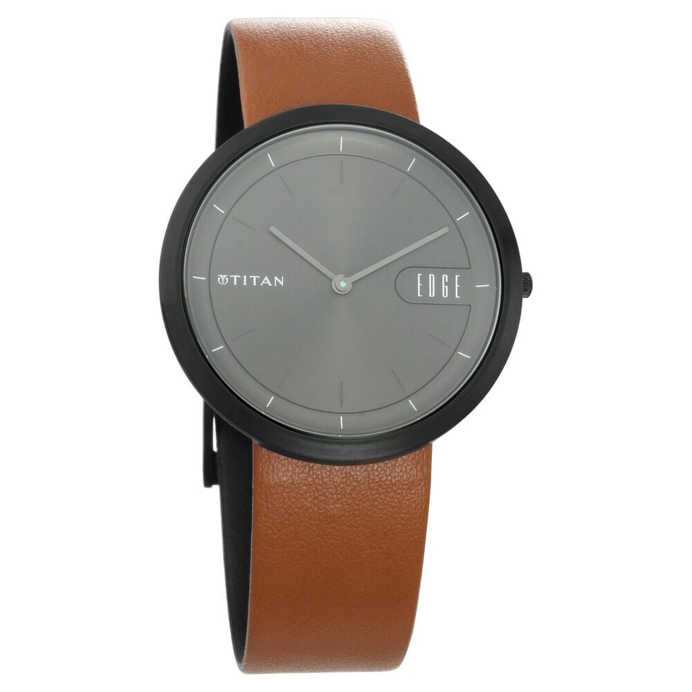 Buy Online Titan Edge Zen Anthracite Dial Analog Leather Strap watch for Men ns1779nl01 Titan