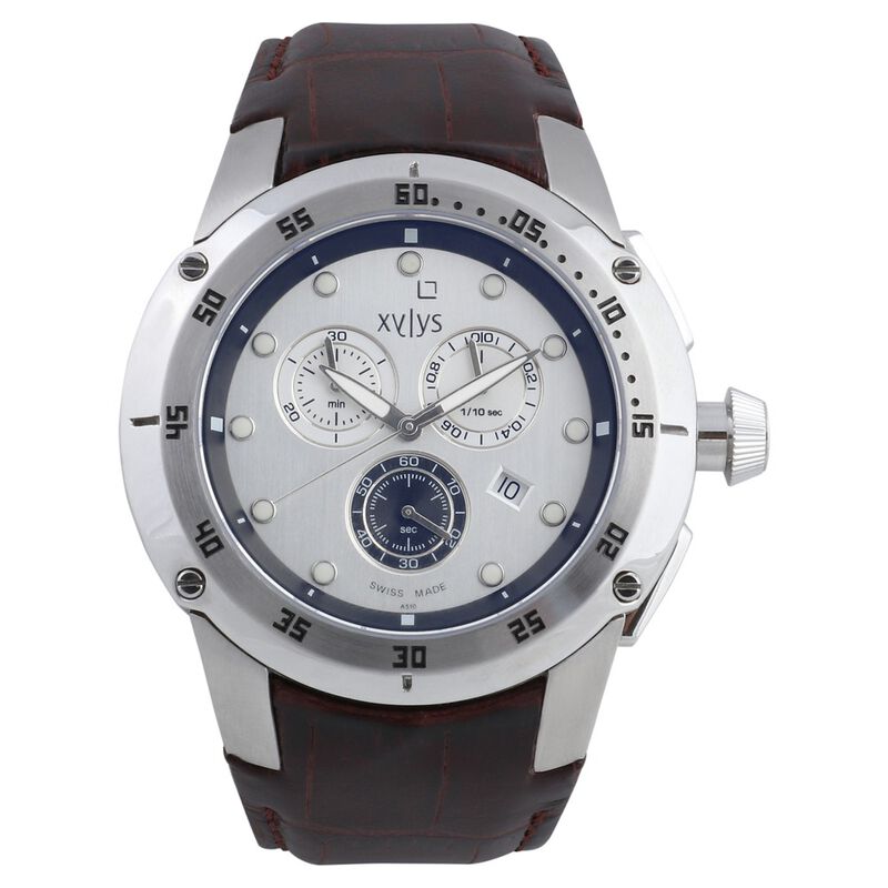 Buy Online Xylys Quartz Chronograph Silver Dial Leather Strap Watch for