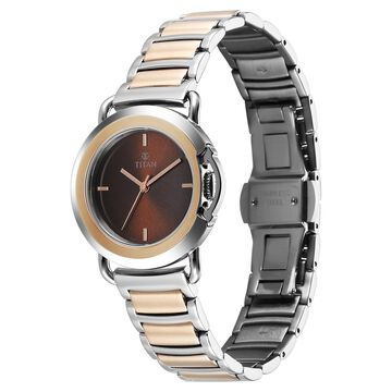 Titan Workmode Quartz Analog Brown Dial Stainless Steel Strap Watch For Women