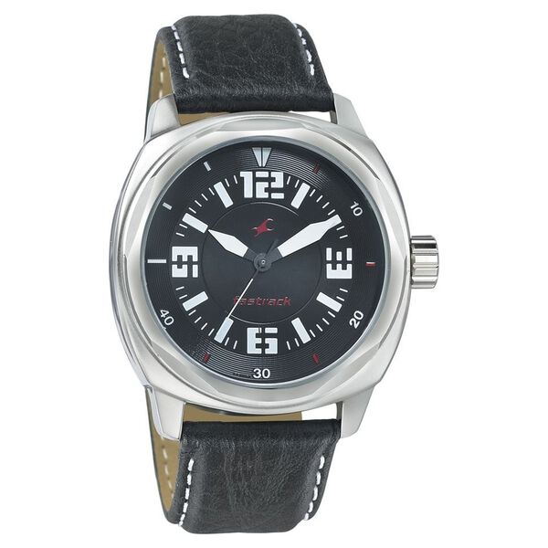Fastrack Quartz Analog Black Dial Leather Strap Watch for Guys - image number 0