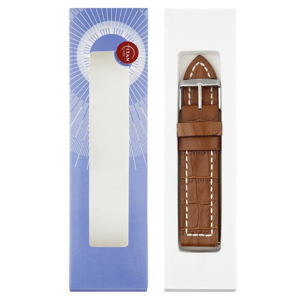 22 mm Tan Genuine Leather Strap for Men - image number 7