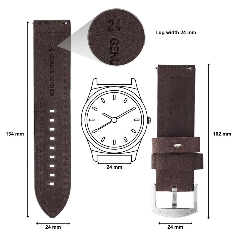 24 mm Brown Genuine Leather Straps for Men - image number 1