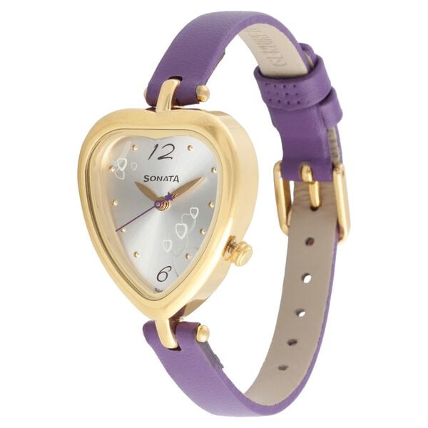 Sonata Quartz Analog Silver Dial Leather Strap Watch for Women - image number 1