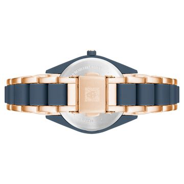 Anne Klein Quartz Analog Blue Dial Rose Gold Plastic Strap Watch For Women