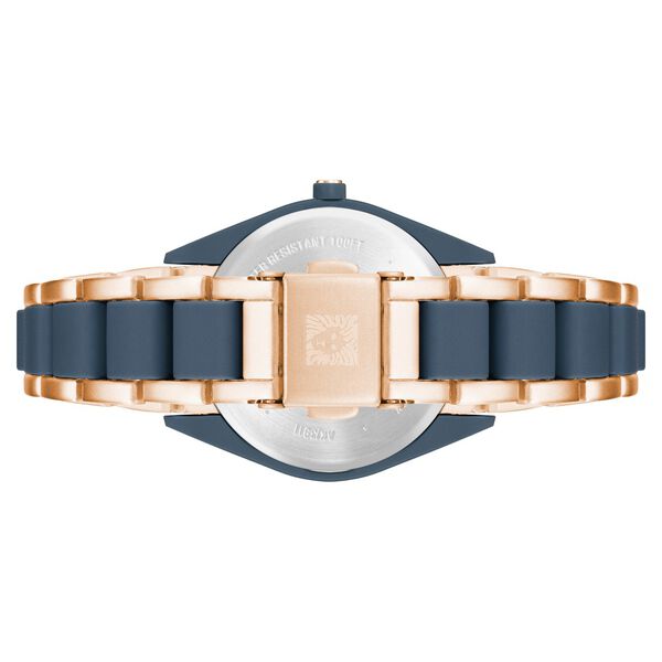 Anne Klein Quartz Analog Blue Dial Rose Gold Plastic Strap Watch For Women - image number 2