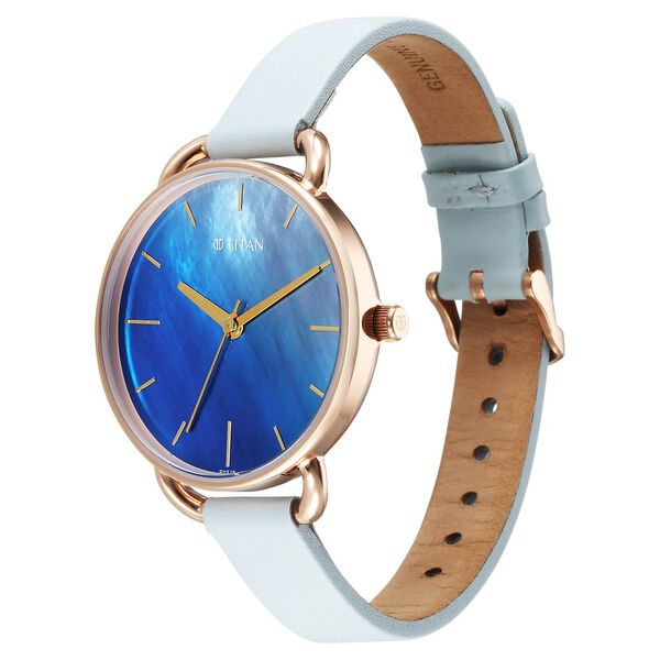 Titan Secluded Quartz Analog Gradient Mother of Pearl Dial Leather Strap Watch For Women - image number 2