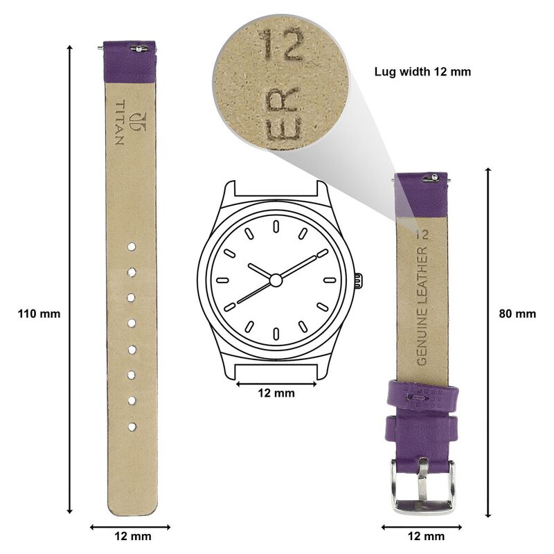 12 mm Purple Genuine Leather Strap for Women - image number 1