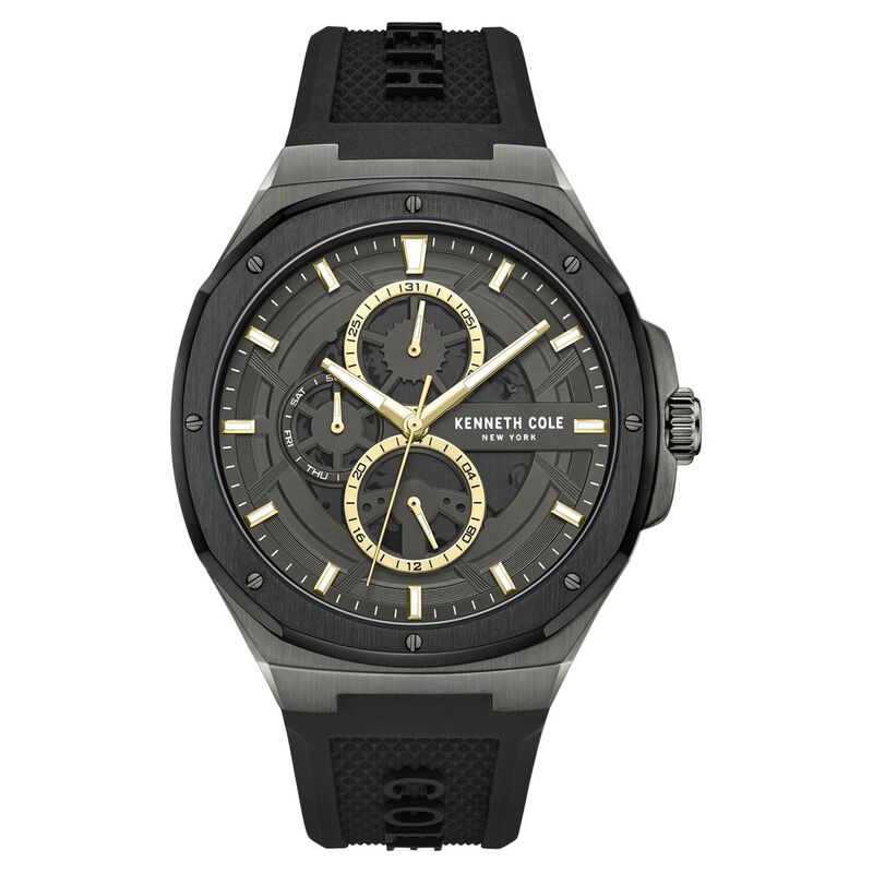 Kenneth Cole Multifunction Grey Dial Silicone Strap Watch For Men