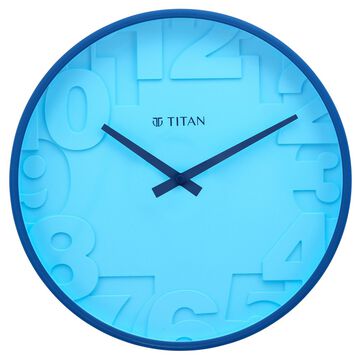 Titan Contemporary Blue Wall Clock with Overlayed numbers - 29.5 cm x 29.5 cm (Medium)