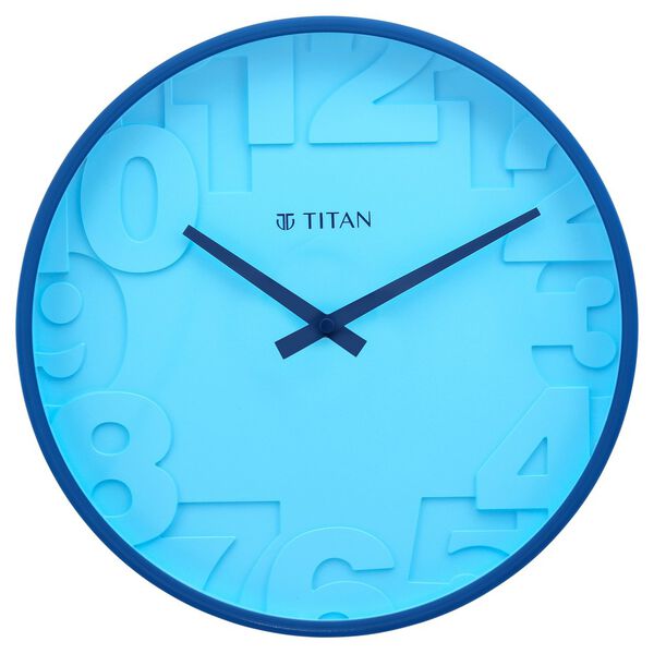 Titan Contemporary Blue Wall Clock with Overlayed numbers - 29.5 cm x 29.5 cm (Medium) - image number 1