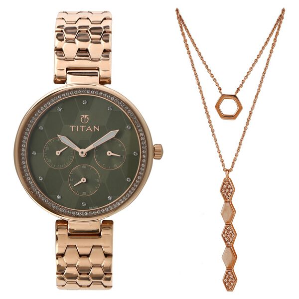 Titan Whimsy Green Dial Women Watch With Stainless Steel Strap - image number 0