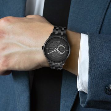 Titan Metal Mechanicals Black Dial Black Stainless Steel Strap Watch for Men