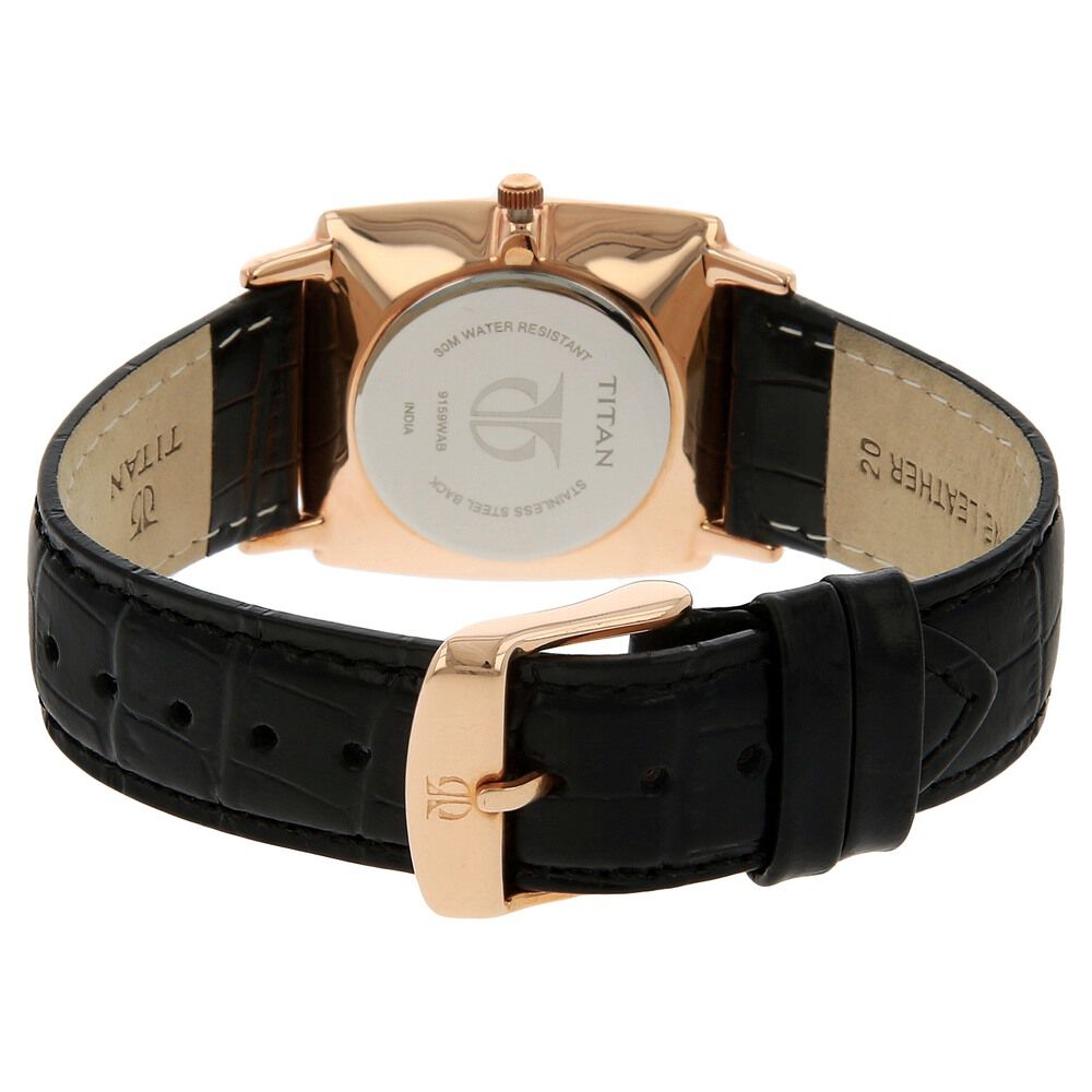 Buy Online Titan Classic Black Dial Analog with Date Leather Strap watch for Men nk9159wl02 Titan