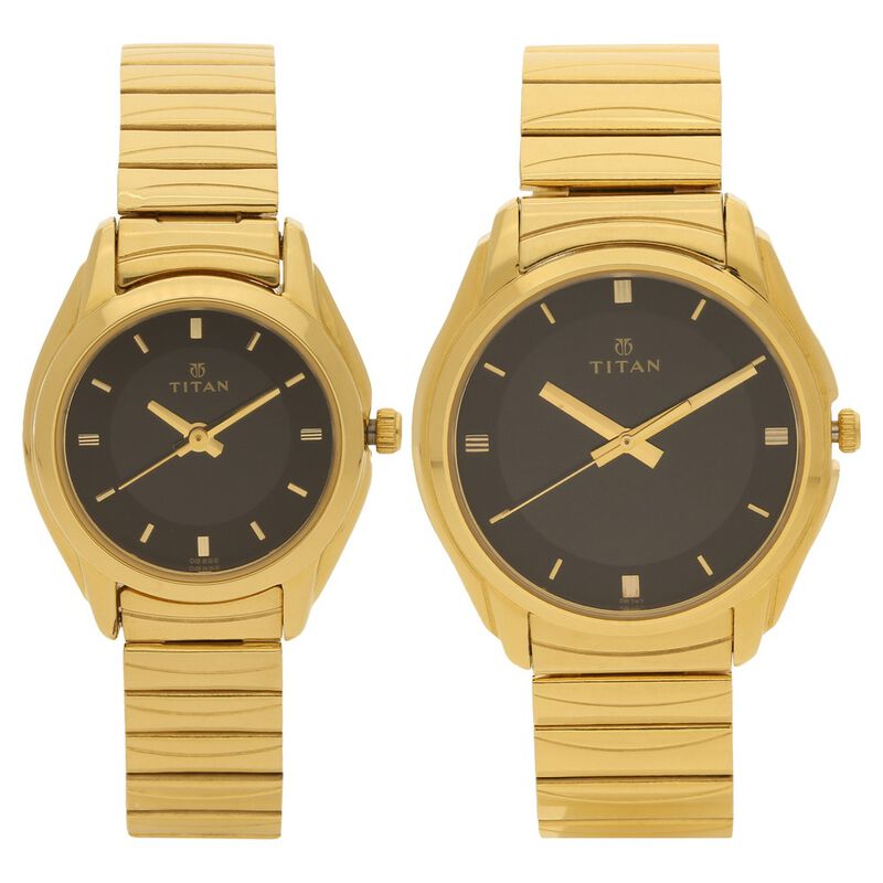 Titan Bandhan Black Dial Analog Stainless Steel Strap Watch for Couple - image number 0