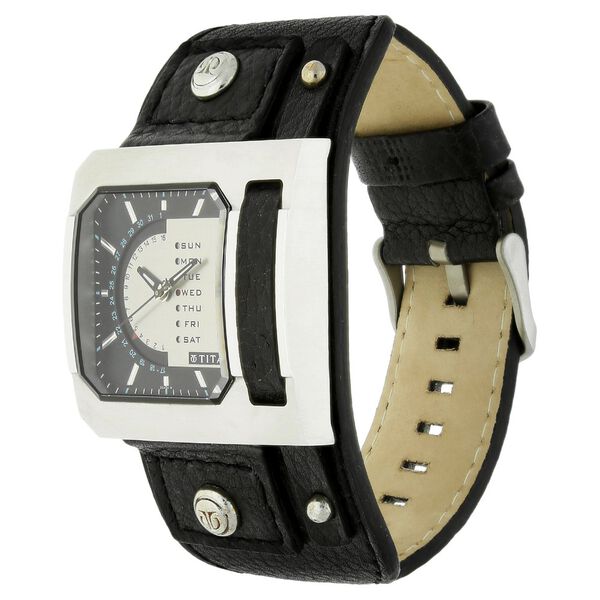 Titan Quartz Analog with Day and Date Grey Dial Leather Strap Watch for Men - image number 1