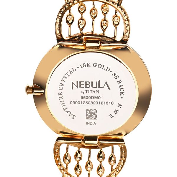 Titan Nebula Varsha 18k Gold Analog Diamond Studded Bracelet Watch for Women - image number 4