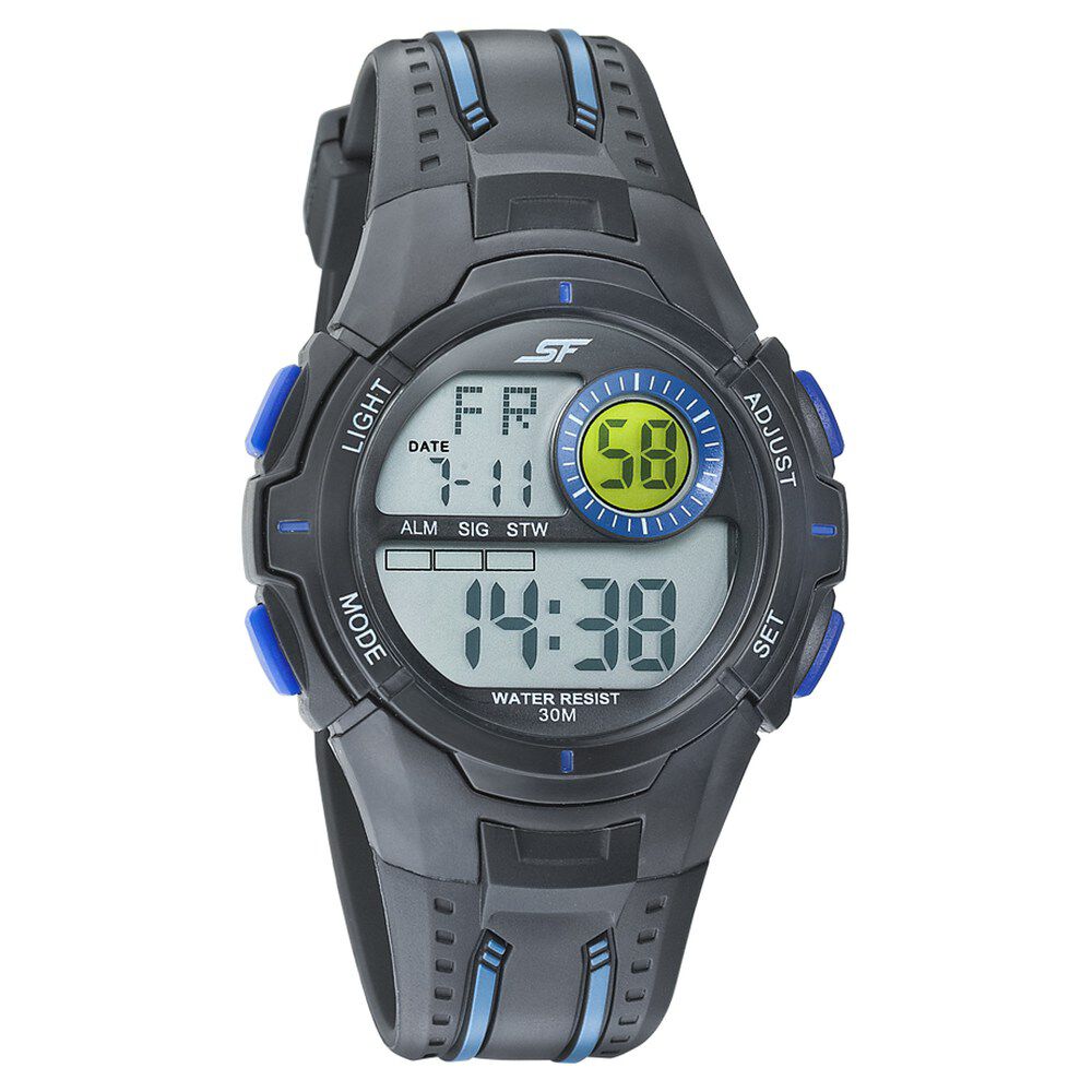 SF Digital Dial Black PU Strap Watch for Men