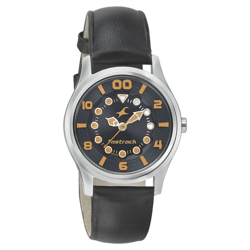 Fastrack Quartz Analog Black Dial Leather Strap Watch for Girls