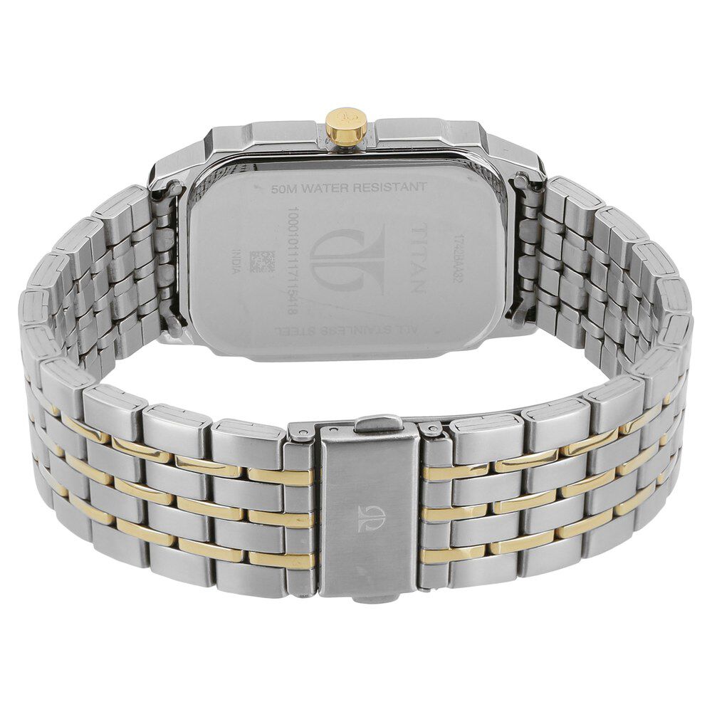 Buy Online Titan Quartz Analog with Day and Date Black Dial Stainless Steel Strap Watch for Men 1742bm01 Titan