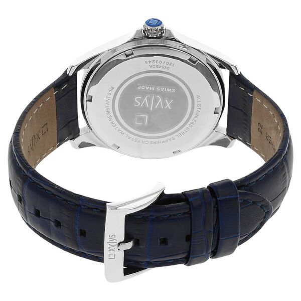 Xylys Swiss Analog Blue Leather Strap and Blue Dial Watch For Men - image number 3