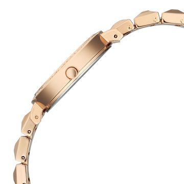 Vyb Enigma By Fastrack Quartz Analog Pink Dial Rose Gold Metal Strap Watch For Girls