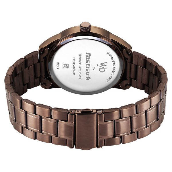 Vyb Drift By Fastrack Quartz Analog Brown Dial Brown Stainless Steel Strap Watch For Guys - image number 5