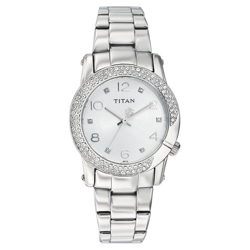 Titan Quartz Analog Silver Dial Watch for Women