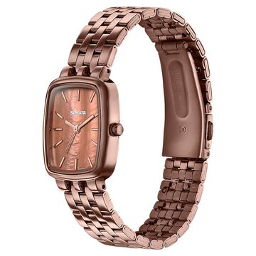 Sonata Festive Quartz Analog Brown Dial Brown Metal Strap Watch For Women