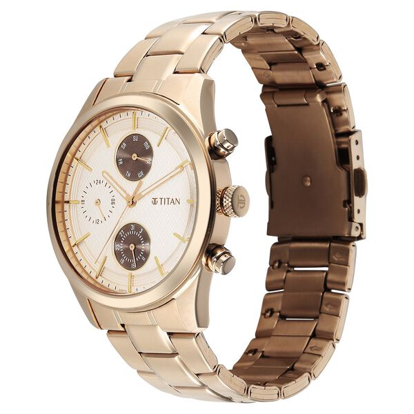 Titan Classique Neo Splash Analog with Cream Dial Carnation Gold Stainless Steel Strap Watch for Men - image number 2