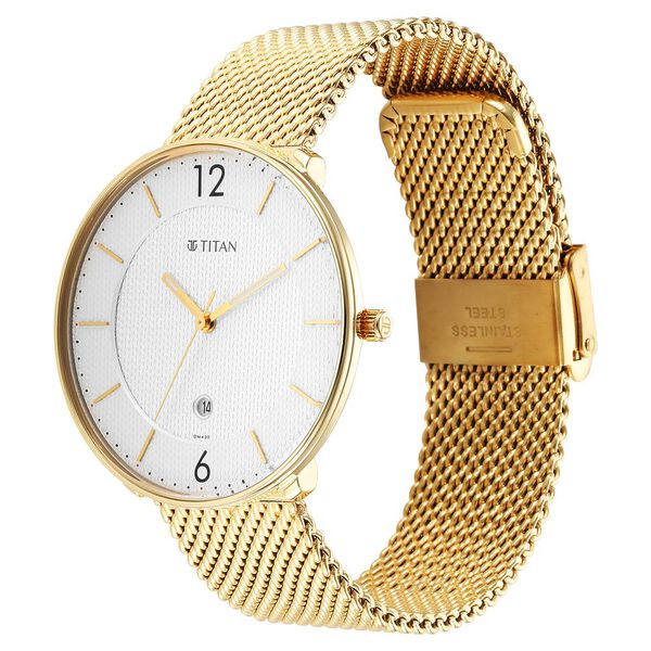 Titan Black and Gold Quartz Analog with Date Silver Dial Stainless Steel Strap Watch for Men - image number 3