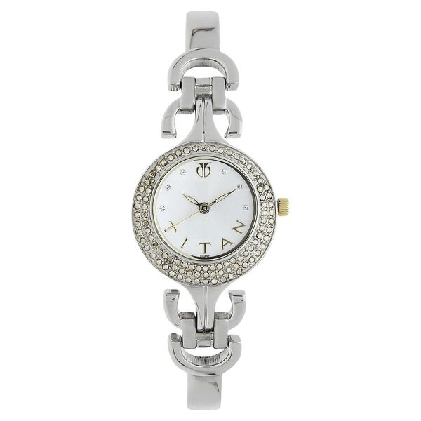 Titan Quartz Analog Silver Dial Stainless Steel Strap Watch for Women - image number 0