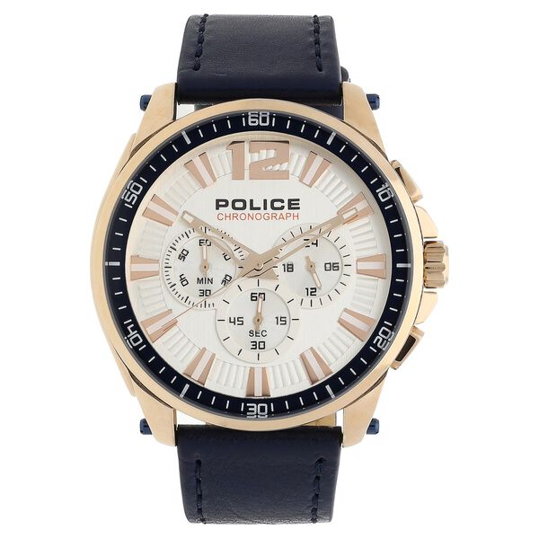 Police Quartz Chronograph Silver Dial Leather Strap Watch for Men - image number 0