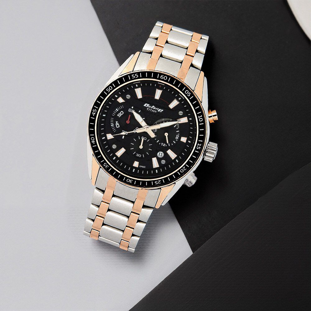 Titan Octane Black Chronograph Stainless Steel Strap watch for Men-image-11