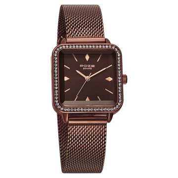 Poze by Sonata Quartz Analog Brown Dial Stainless Steel Strap Watch for Women