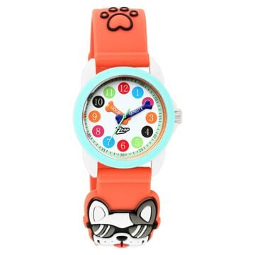 Zoop Analog Watch with White Dial & Orange Strap for Boys Kids, from House of Titan