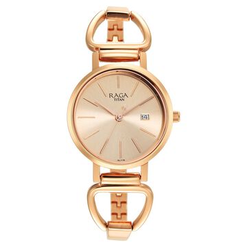 Titan Rose Gold Dial Quartz Analog with Date Watch for Women