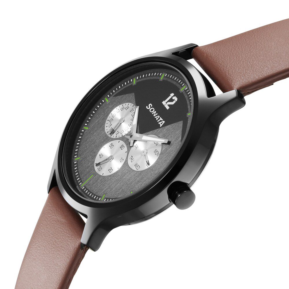 Sonata leather clearance watch