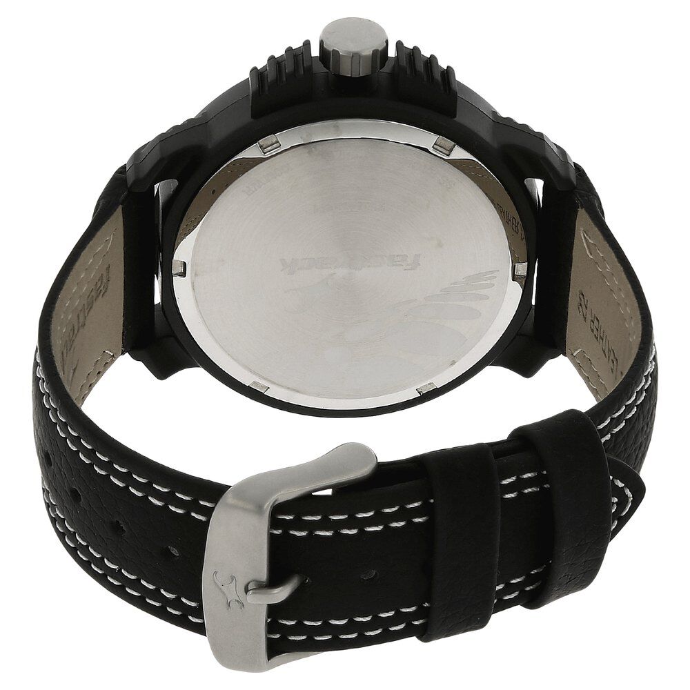 Buy Online Fastrack Quartz Analog Silver Dial Leather Strap Watch for Guys nk38015pl01 Titan
