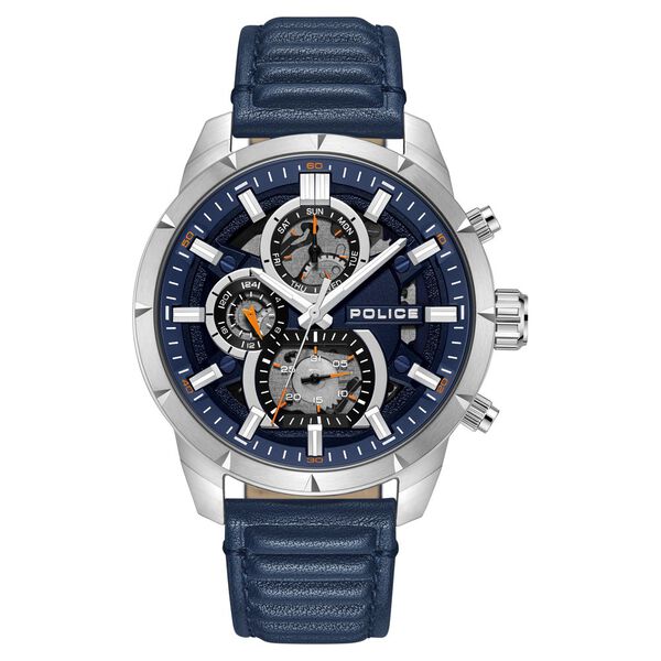 Police Quartz Multifunction Blue Leather Strap for Men - image number 0