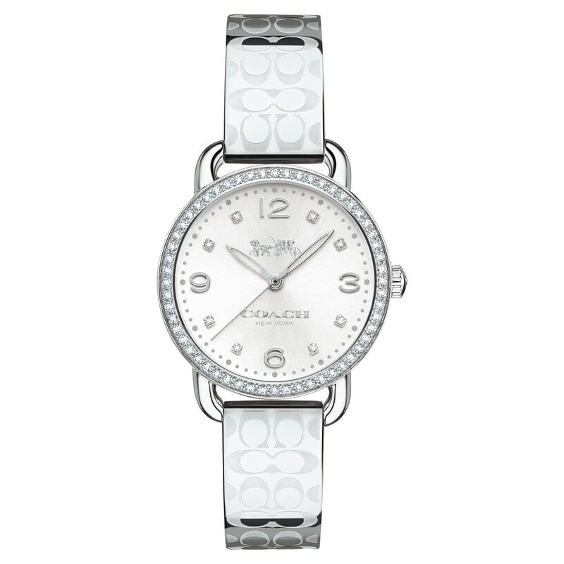 Coach Quartz Analog Silver Dial Leather Strap Watch for Women