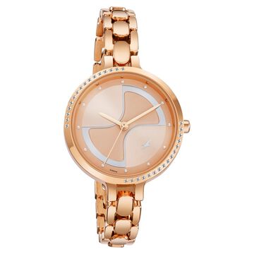 Fastrack Pulse Quartz Analog Rose Gold Dial Metal Strap Watch For Girls