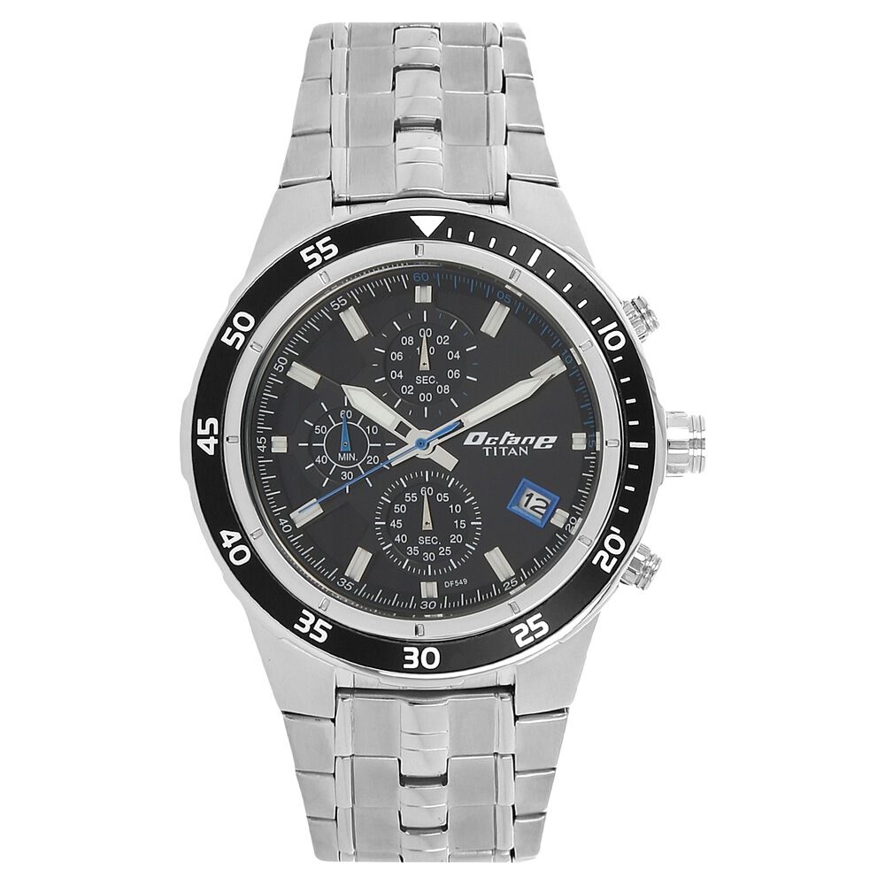 Titan Quartz Chronograph Black Dial Stainless Steel Strap Watch for Men