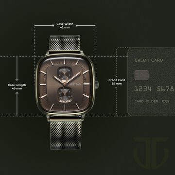 Titan Avant Garde Quartz Multifunction Brown Dial With Green Color Stainless Steel Strap Watch For Men