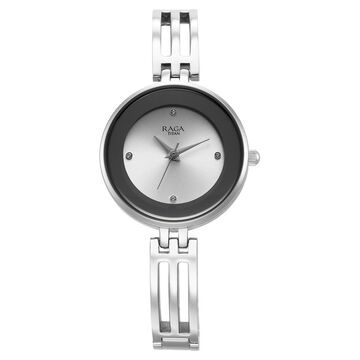 Titan Raga Showstopper Quartz Analog Silver Dial Metal Strap Watch for Women