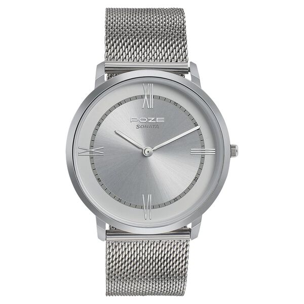 Sonata Poze Quartz Analog Silver dial Metal Strap Watch for Men - image number 1