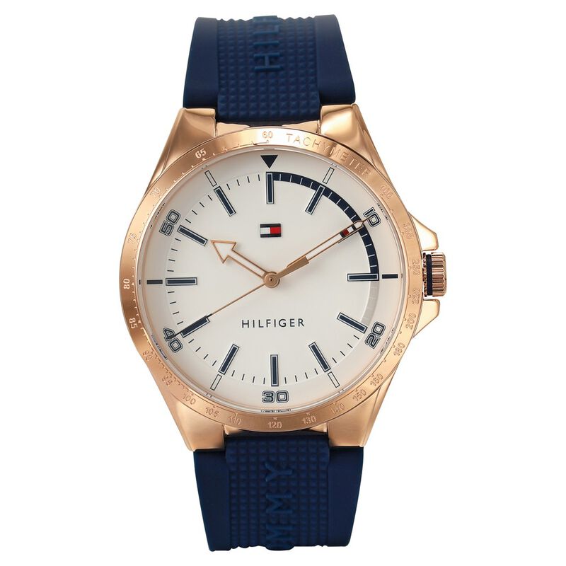 Tommy Hilfiger Quartz Analog White Dial Silicone Strap Watch for Men - image number 0